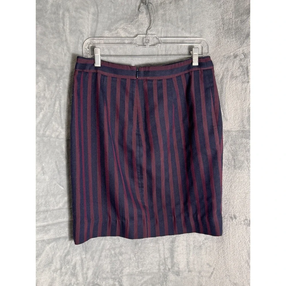 J.Crew Factory The Pencil Skirt Navy Burgundy Striped Petite 10P C9744 NEW